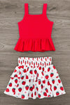 Red Strawberry Skirt Set | Sparkle in Pink