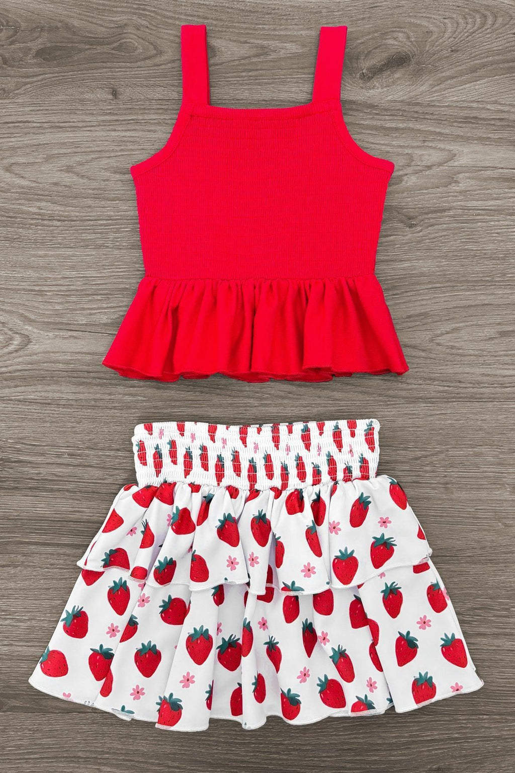 Red Strawberry Skirt Set | Girls' Spring & Summer Clothing – Sparkle In ...