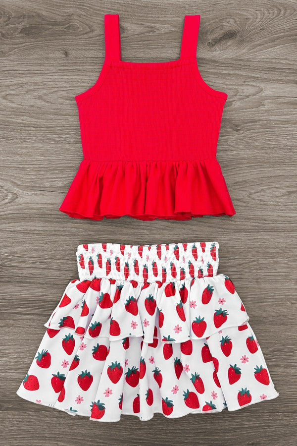 Red Strawberry Skirt Set | Sparkle in Pink