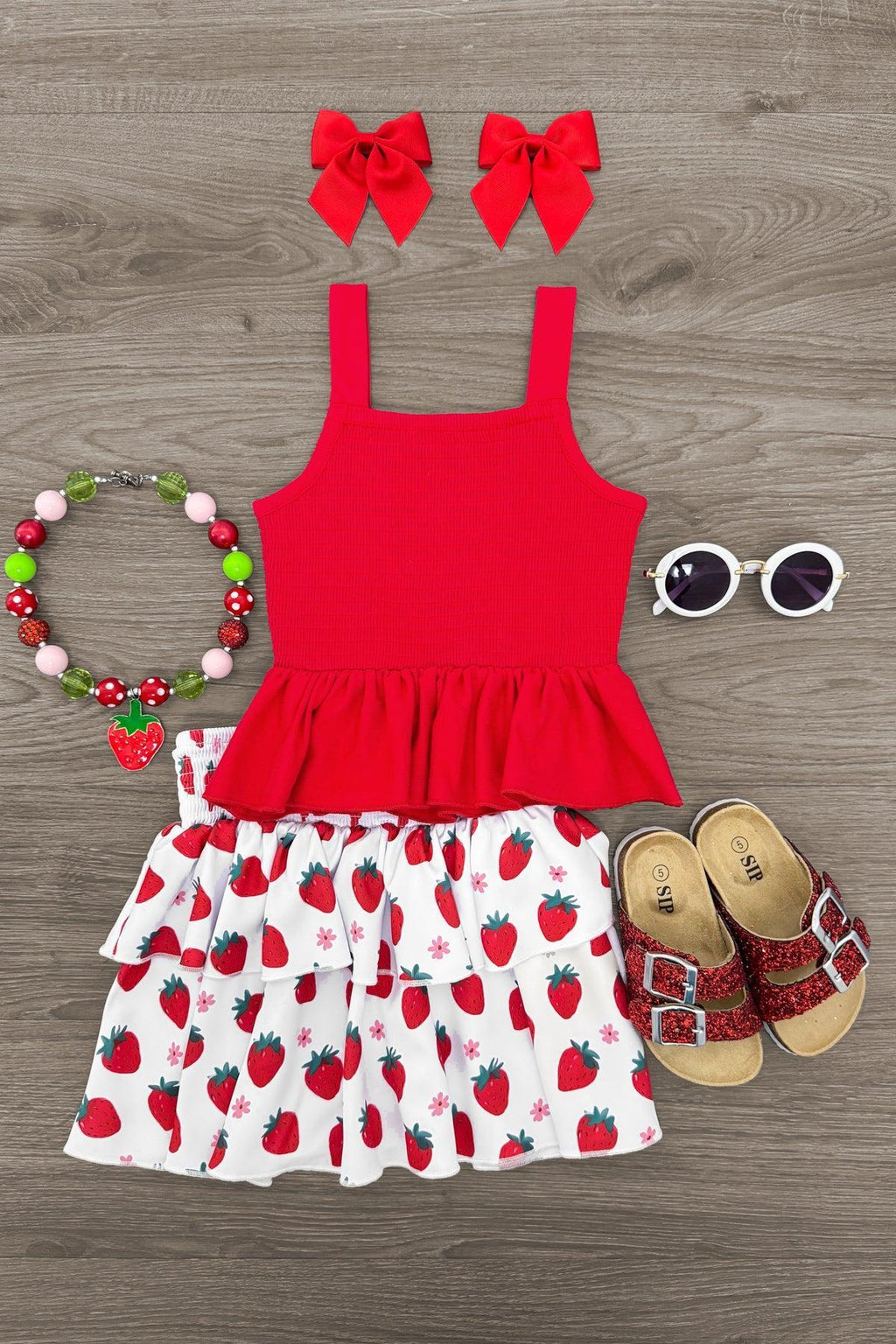 Red Strawberry Skirt Set | Sparkle in Pink