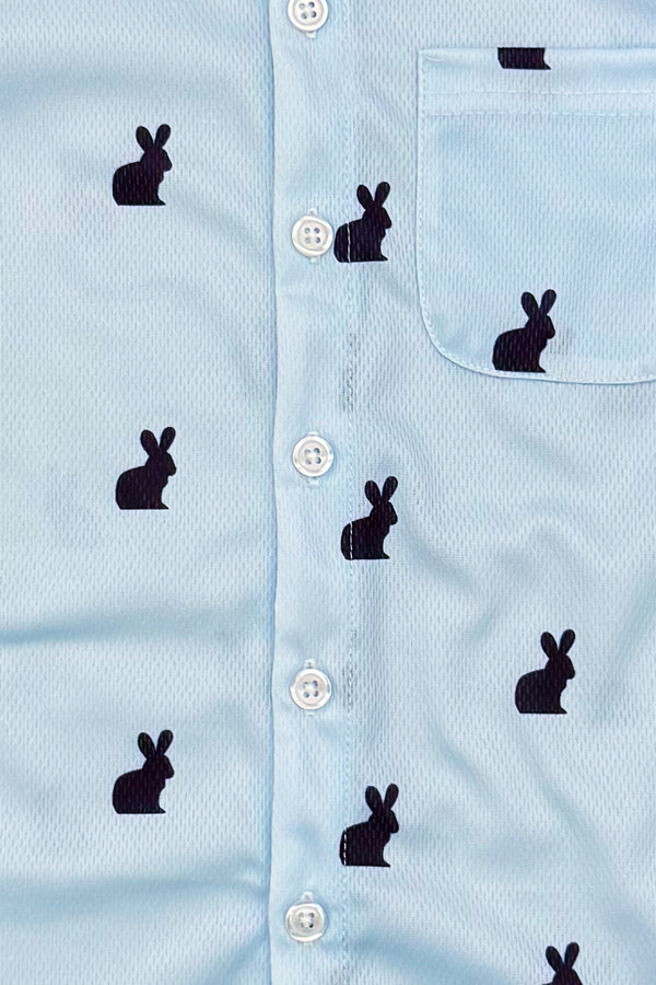 Blue Bunny Button Down | Sparkle in Pink