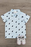 Blue Bunny Button Down | Sparkle in Pink