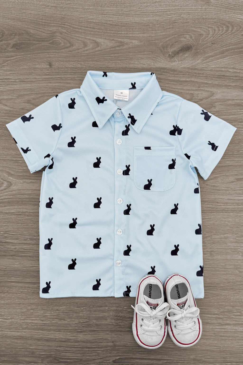 Blue Bunny Button Down | Sparkle in Pink