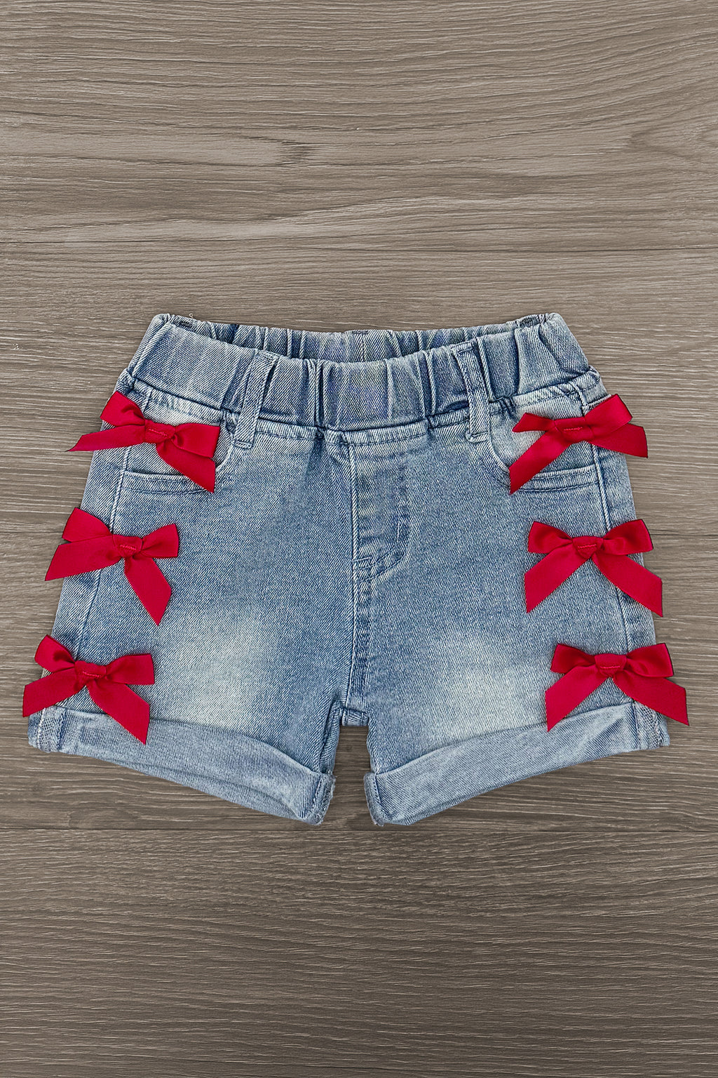 Cherry Bow Denim Short Set | Sparkle in Pink