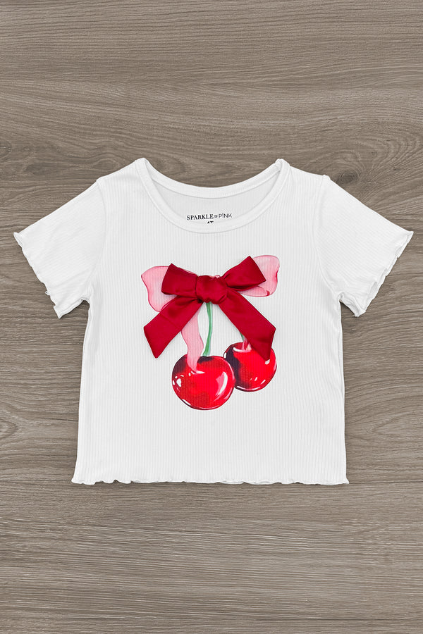 Cherry Bow Denim Short Set | Sparkle in Pink