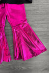 "Dance" Pink Metallic Bell Bottom Set | Sparkle in Pink
