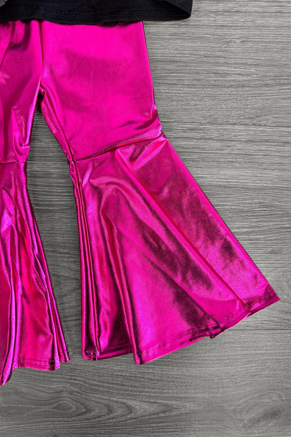 "Dance" Pink Metallic Bell Bottom Set | Sparkle in Pink