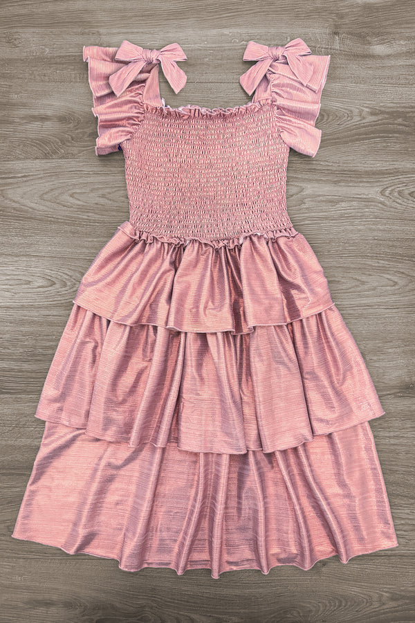 Mom & Me - Metallic Ruffle Dress | Sparkle in Pink