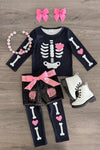 Pink Sequin Skeleton Legging & Short Set | Sparkle in Pink