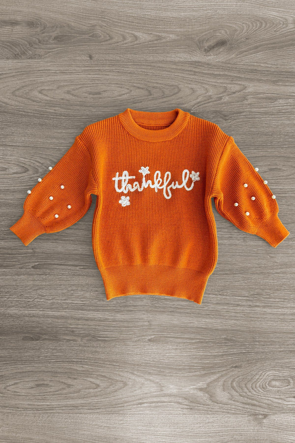 Mom & Me - "Thankful" Rust Pearl Sweater | Sparkle in Pink