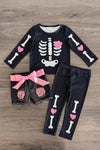 Pink Sequin Skeleton Legging & Short Set | Sparkle in Pink