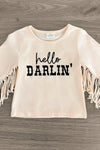 "Hello Darlin'" Tan Pleather Bell Bottom Set | Sparkle in Pink