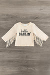 "Hello Darlin'" Tan Pleather Bell Bottom Set | Sparkle in Pink