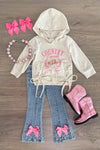 "Country Coquette Girls Club" Denim Flare Set | Sparkle in Pink
