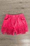 "Let's Go Girls" Pink Fringe Suede Short Set - Sparkle in Pink