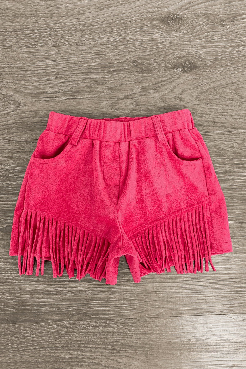 "Let's Go Girls" Pink Fringe Suede Short Set - Sparkle in Pink
