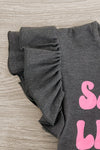 "Sassy Little Soul" Distressed Denim Short Set - Sparkle in Pink