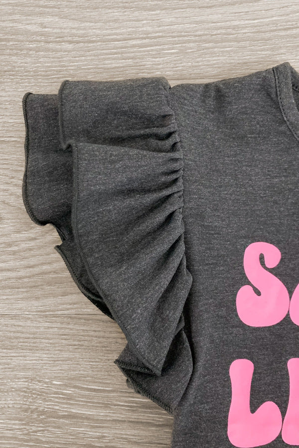 "Sassy Little Soul" Distressed Denim Short Set - Sparkle in Pink