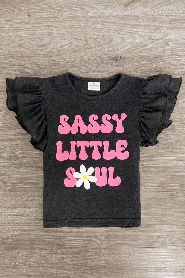 "Sassy Little Soul" Distressed Denim Short Set - Sparkle in Pink