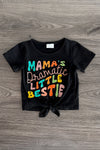"Mama's Dramatic Little Bestie" Denim Bell Bottom Set | Sparkle in Pink