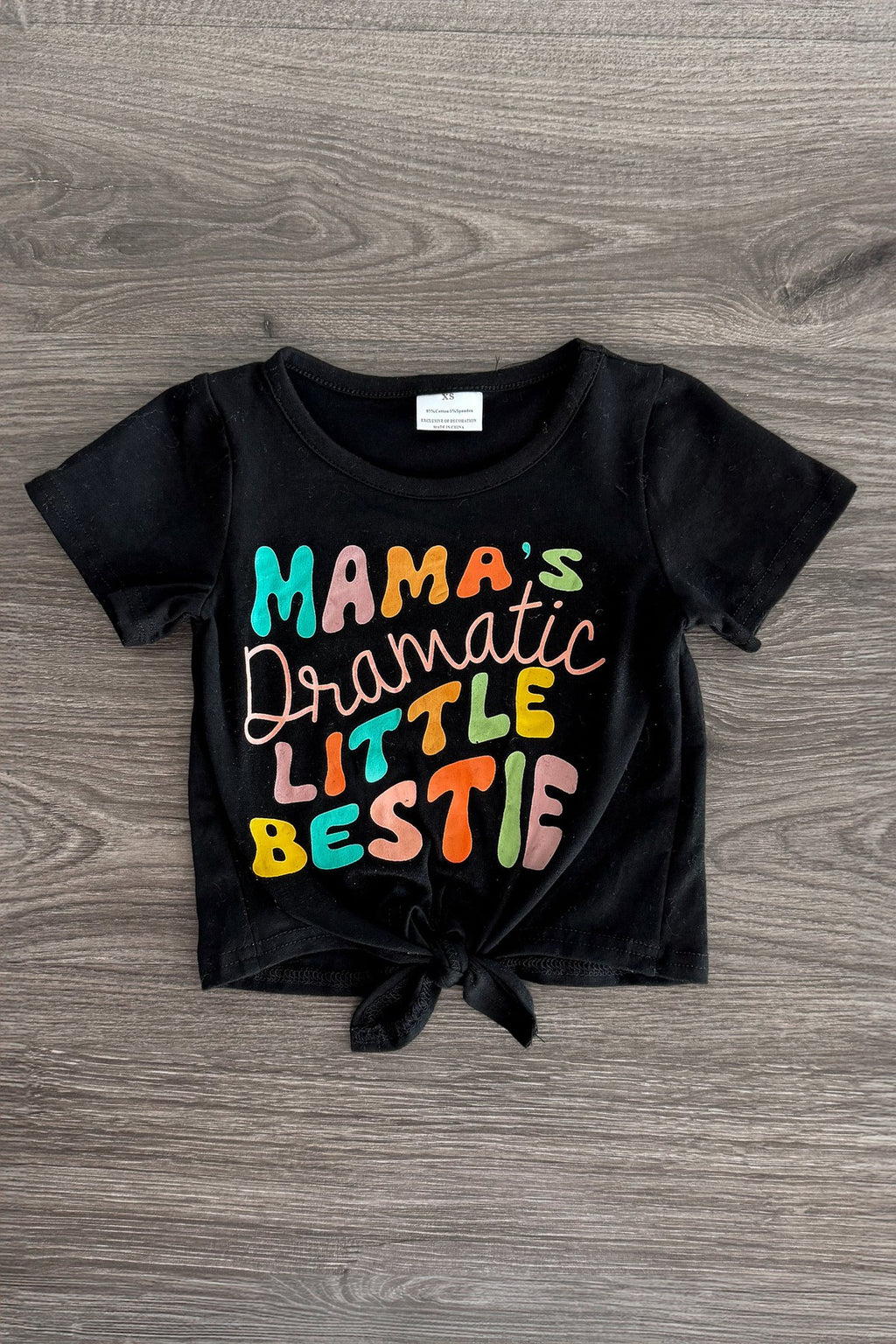 "Mama's Dramatic Little Bestie" Denim Bell Bottom Set | Sparkle in Pink