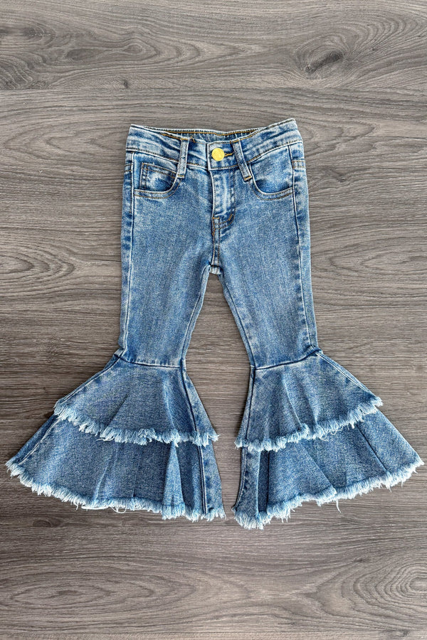 "Mama's Dramatic Little Bestie" Denim Bell Bottom Set | Sparkle in Pink