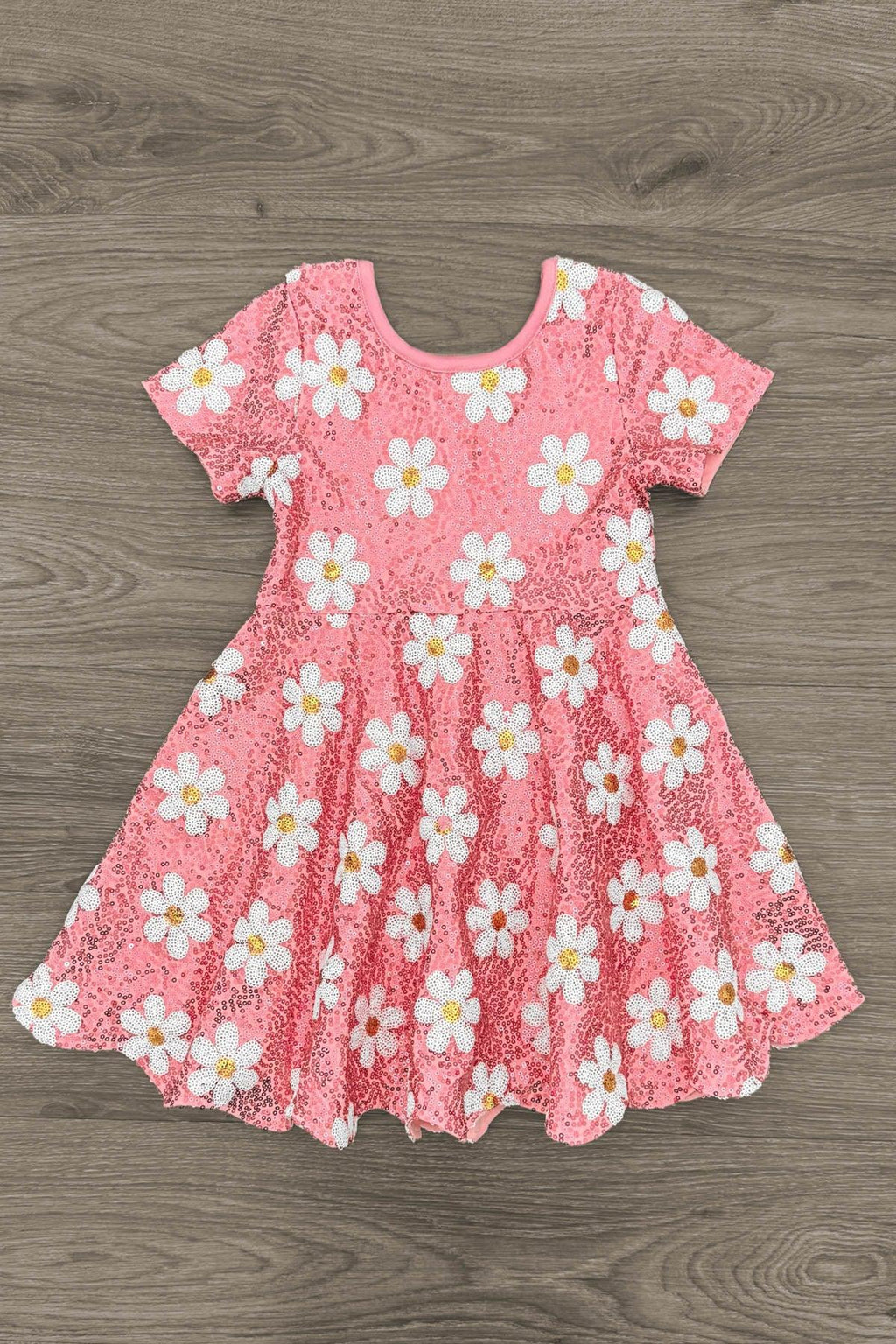 Pink Sequin Flower Dress | Sparkle in Pink