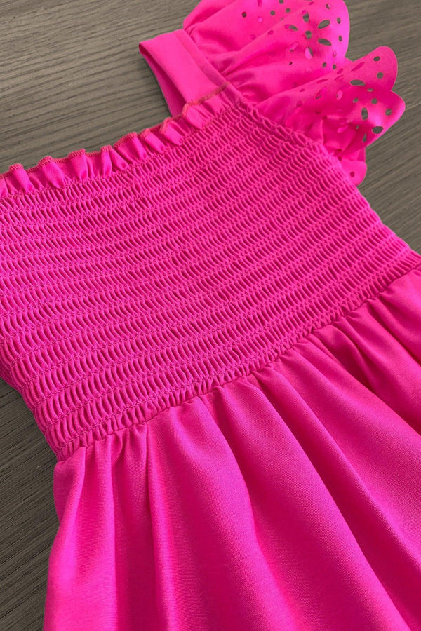 Mom & Me - Eyelet Ruffle Dress - Sparkle in Pink