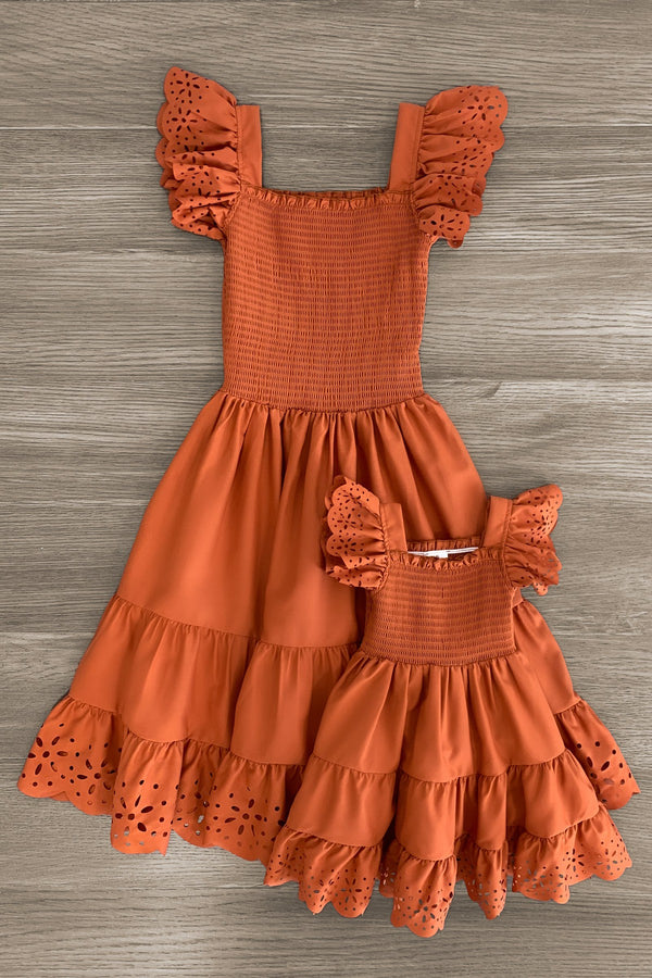 Mom & Me - Eyelet Ruffle Dress - Sparkle in Pink