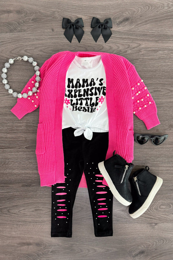 "Mama's Expensive Little Bestie" Legging Set | Sparkle in Pink