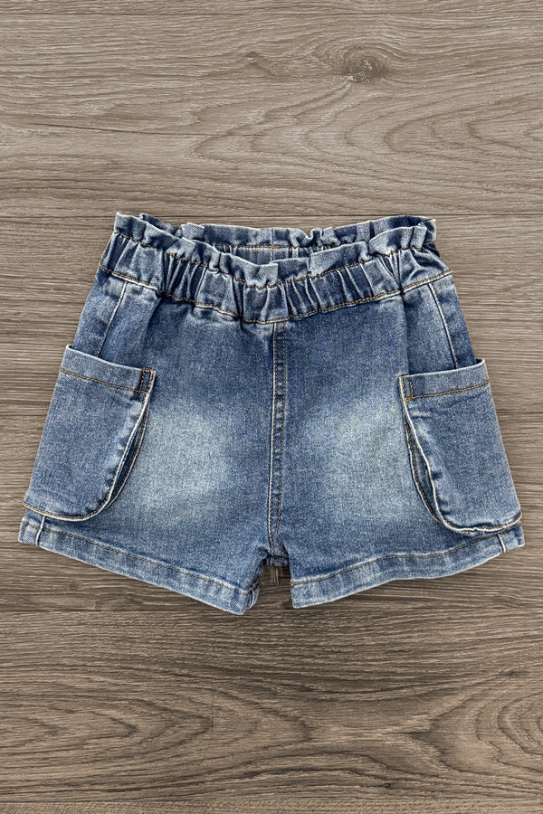 "Tiny Teenager" Denim Short Set | Sparkle in Pink