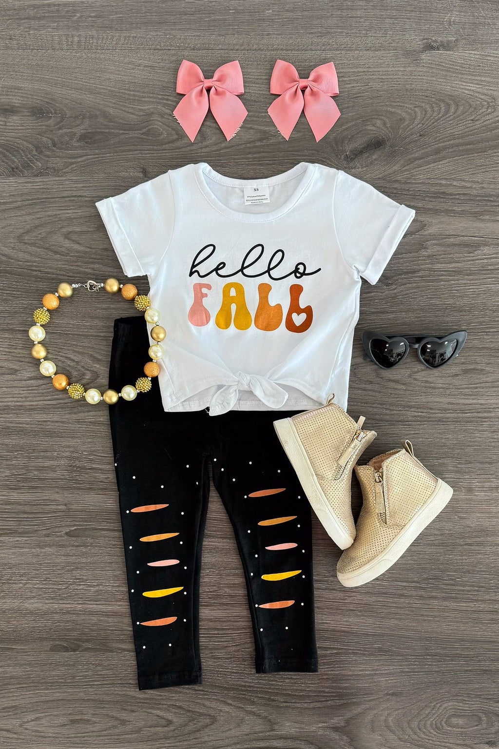 "Hello Fall" Black Legging Set | Sparkle in Pink