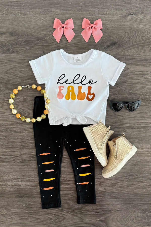 "Hello Fall" Black Legging Set | Sparkle in Pink