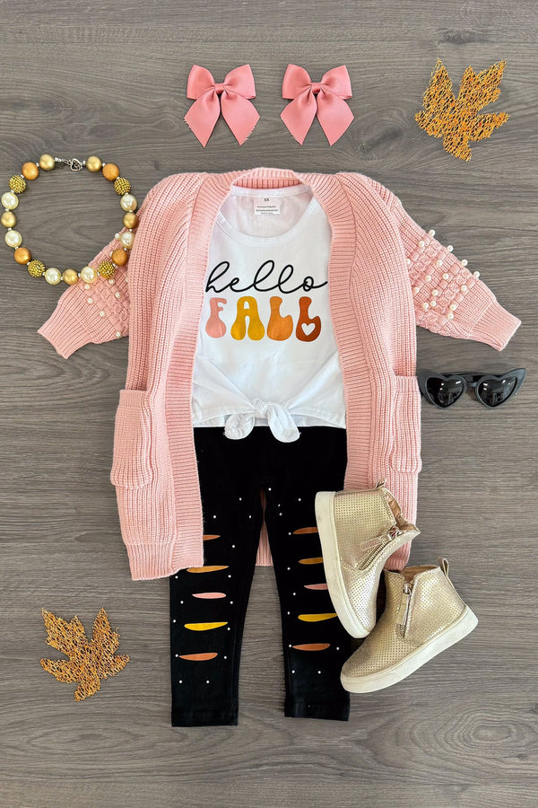 "Hello Fall" Black Legging Set | Sparkle in Pink