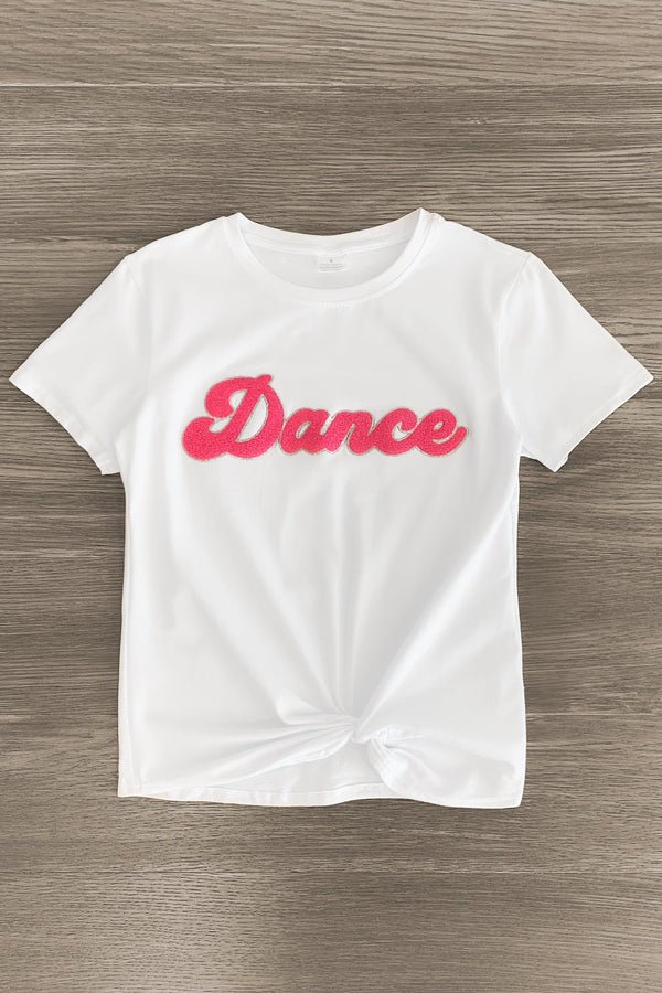 Mom & Me - "Dance" Chenille Patch Short Sleeve Top - Sparkle in Pink