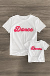 Mom & Me - "Dance" Chenille Patch Short Sleeve Top - Sparkle in Pink