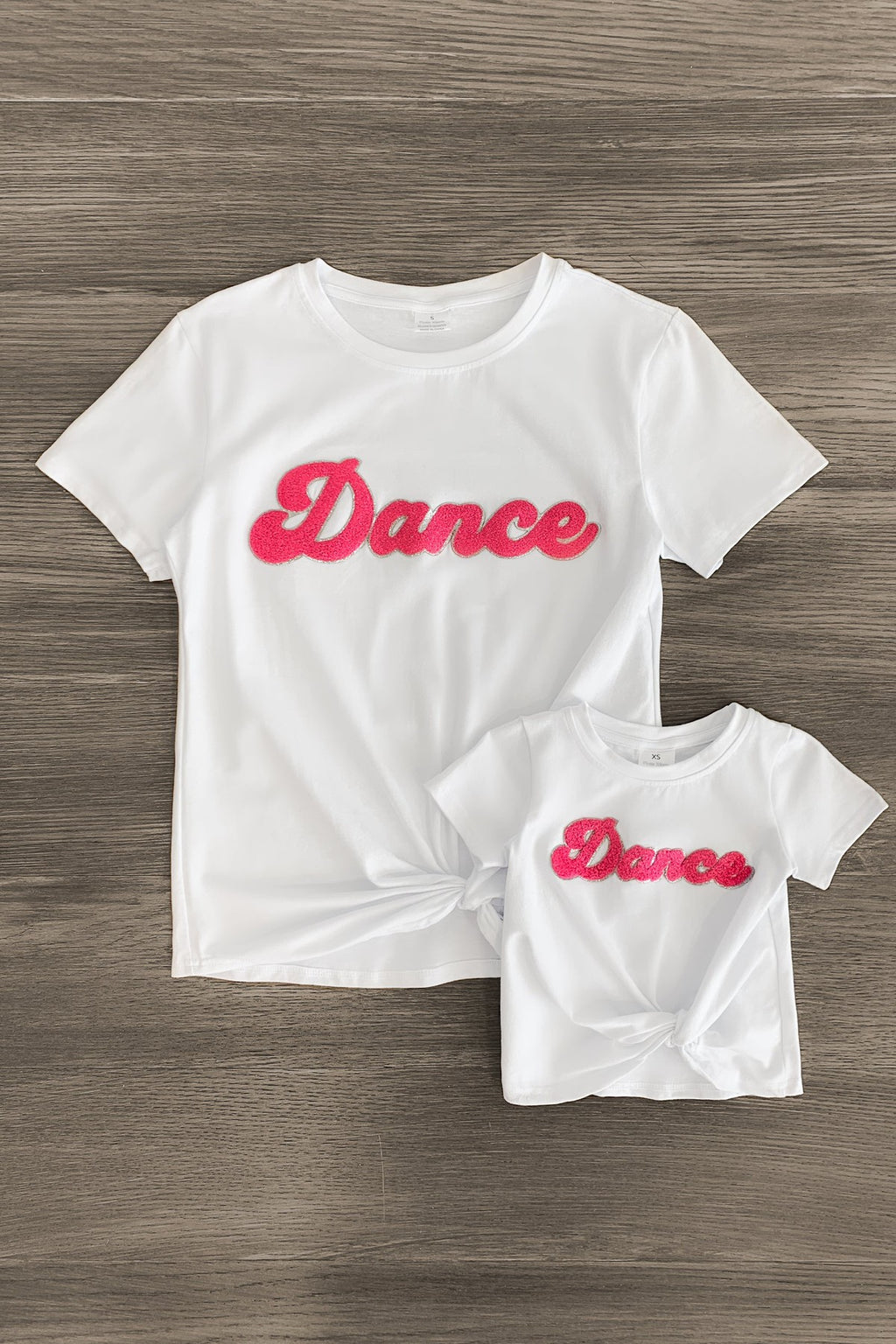 Mom & Me - "Dance" Chenille Patch Short Sleeve Top - Sparkle in Pink