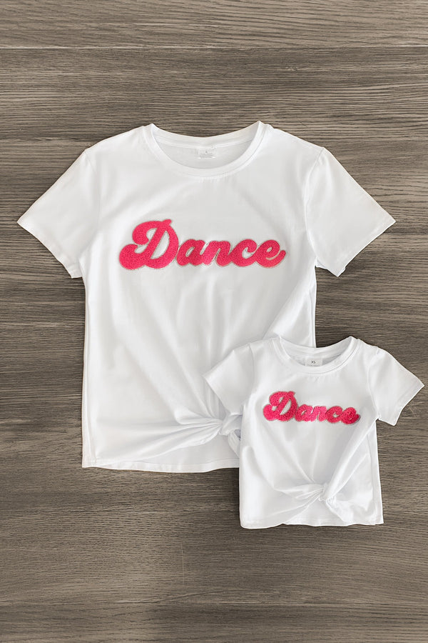 Mom & Me - "Dance" Chenille Patch Short Sleeve Top - Sparkle in Pink