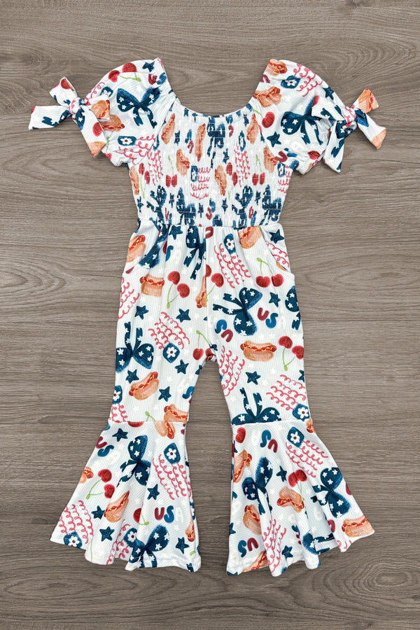 USA Bell Bottom Jumpsuit | Sparkle in Pink