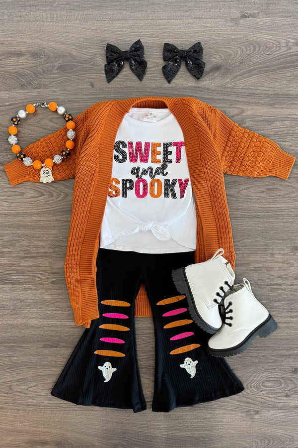 "Sweet and Spooky" Ribbed Bell Bottom Set | Sparkle in Pink