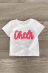 Mom & Me - "Cheer" Chenille Patch Short Sleeve Top - Sparkle in Pink