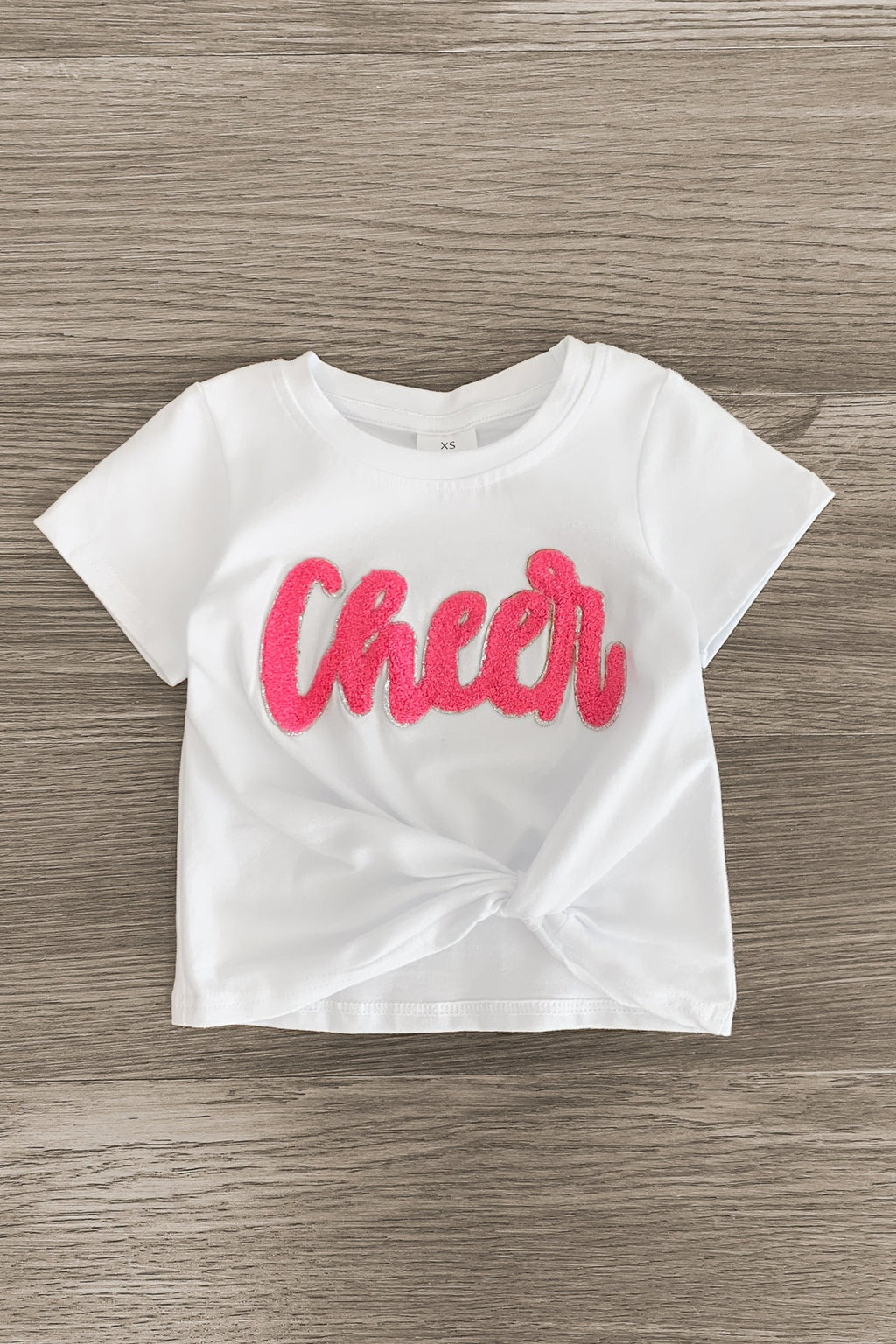Mom & Me - "Cheer" Chenille Patch Short Sleeve Top - Sparkle in Pink