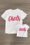Mom & Me - "Cheer" Chenille Patch Short Sleeve Top - Sparkle in Pink