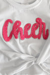 Mom & Me - "Cheer" Chenille Patch Short Sleeve Top - Sparkle in Pink