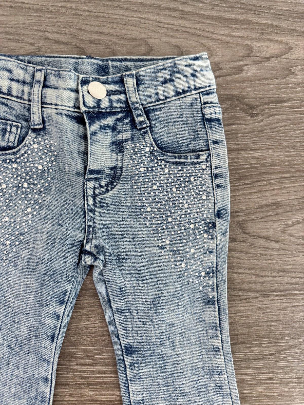 Cream Bow Sweater Sequin Denim Flare Set | Sparkle in Pink