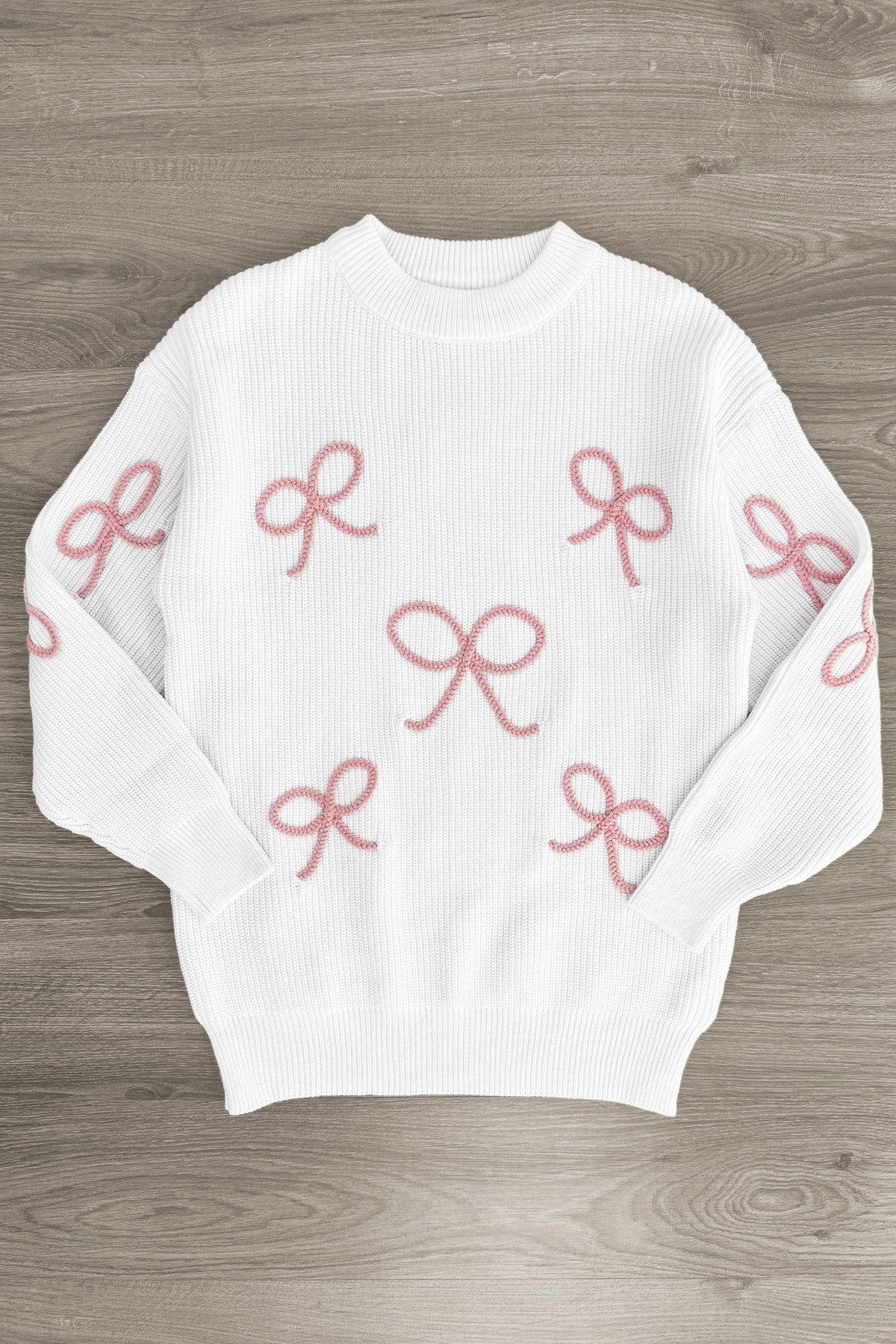 Mom & Me - White & Pink Bow Knit Sweater | Sparkle in Pink