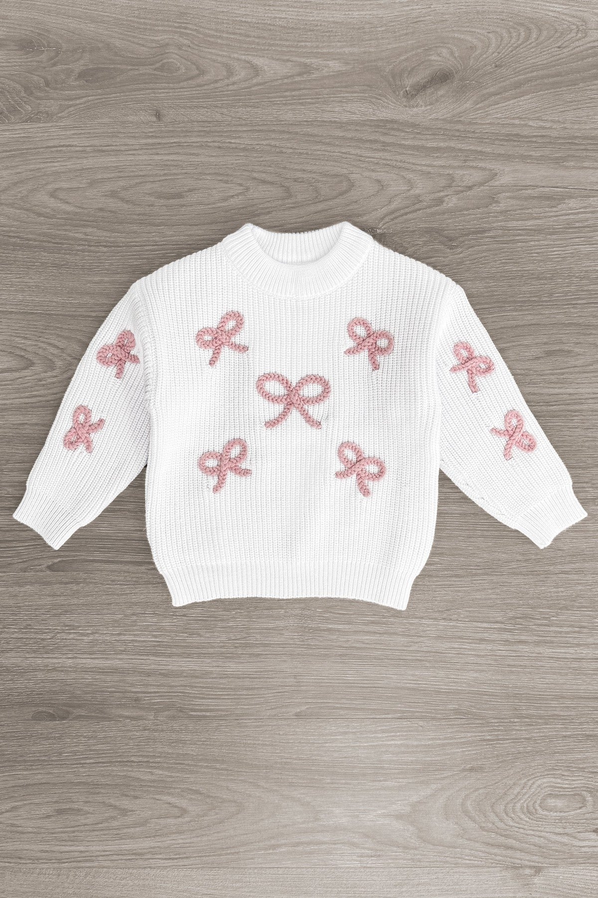 Mom & Me - White & Pink Bow Knit Sweater | Sparkle in Pink