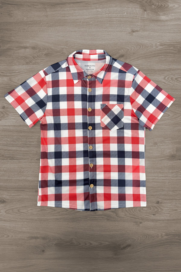 Red, White & Blue Plaid Family Set | Sparkle in Pink