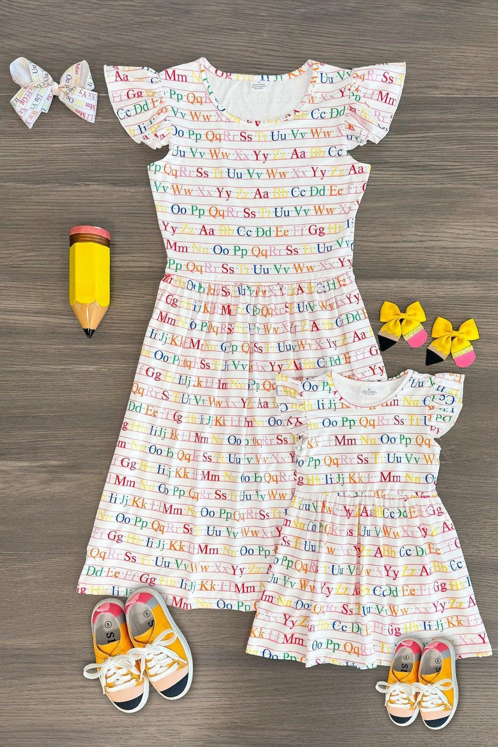 White Alphabet Dress | Sparkle in Pink