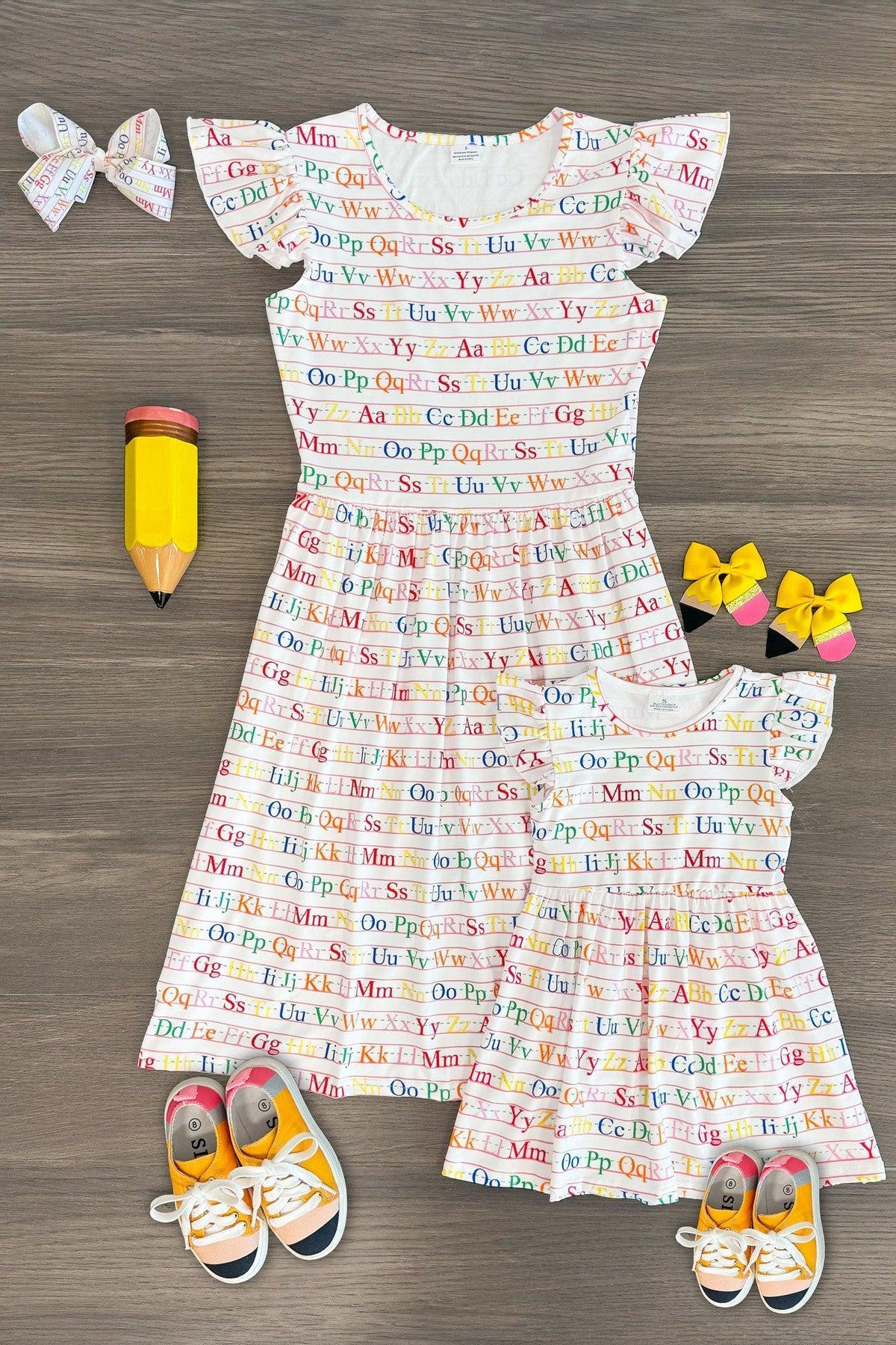 White Alphabet Dress | Sparkle in Pink